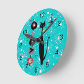 Retro Atomic Ära Mitte Jahrhundert Moderne Kitekat Runde Wanduhr (Winkel)