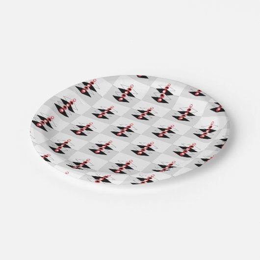 Retro Atomic Art Baubles & Flugzeug Pappteller (Schrägansicht)