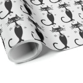 RETRO ATOMIC BLACK CAT CHRISTMAS WRAPPPAPIER GESCHENKPAPIER (Rolleneckpunkt)