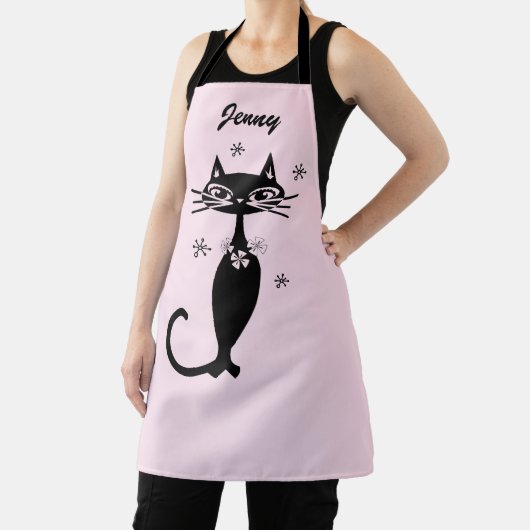 Retro Atomic Black Cat Personalisiert Kitchen Schü Schürze (InSitu)