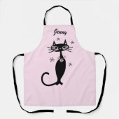 Retro Atomic Black Cat Personalisiert Kitchen Schü Schürze (Vorderseite)