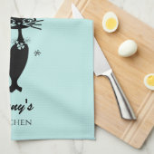 Retro Atomic Black Cat Personalisiert Küchentuch (Viertel Falte)