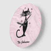 Retro Atomic Black Cat Personalized Kitchen Clock Große Wanduhr (Winkel)