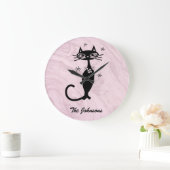 Retro Atomic Black Cat Personalized Kitchen Clock Große Wanduhr (Zuhause)