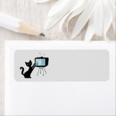 RETRO ATOMIC BLACK CAT RÜCKSENDEADRESSEN-AUFKLEBER (Insitu)