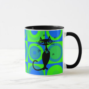 RETRO ATOMIC CAT COFFEE MUGS TASSE