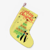 Retro Atomic Era MCM Cool Cat Christmas Tree Kleiner Weihnachtsstrumpf (Vorderansicht (hängend))