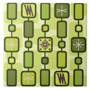 Retro Atomic Geometric Art Chartreuse Fliese
