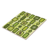 Retro Atomic Geometric Art Chartreuse Fliese (Seite)