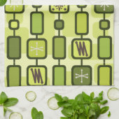 Retro Atomic Geometric Art Chartreuse Geschirrtuch (Gefaltet)