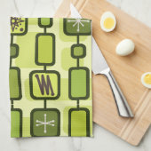 Retro Atomic Geometric Art Chartreuse Geschirrtuch (Viertel Falte)