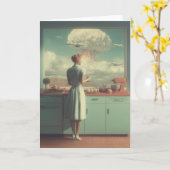 Retro Atomic Kitchen Surreal Art Karte (Gelbe Blume)