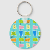 Retro Atomic Kitsch Button Schlüsselanhänger (Vorderseite)