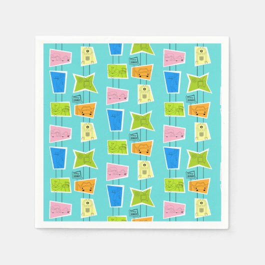 Retro Atomic Kitsch Paper Napkin Serviette (Vorderseite)