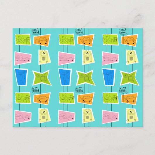 Retro Atomic Kitsch Postkarte (Vorderseite)