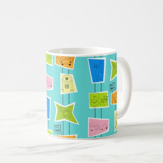 Retro Atomic Kitsch-Tasse Kaffeetasse (VorderseiteRechts)