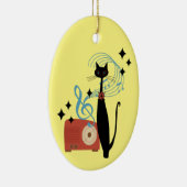 Retro Atomic MCM Coole Katze und Radio Musik Keramik Ornament (Rechts)