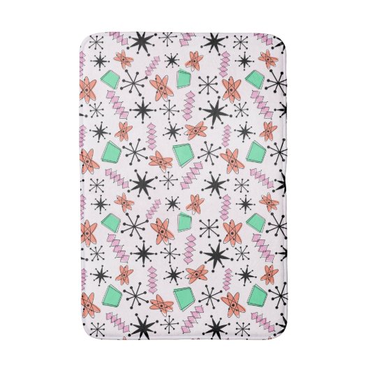 Retro Atomic MCM Rosa Orange Green Black Badematte (Vorderseite Vertikal)