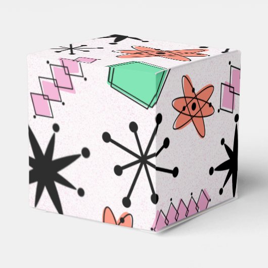 Retro Atomic MCM Rosa Orange Green Black Geschenkschachtel (Rückseite)