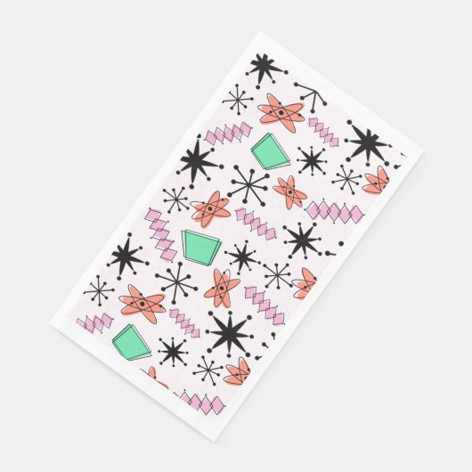 Retro Atomic MCM Rosa Orange Green Black Serviette (Ecke)