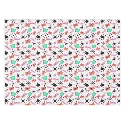 Retro Atomic MCM Rosa Orange Green Black Tischdecke (Vorderseite (Horizontal))