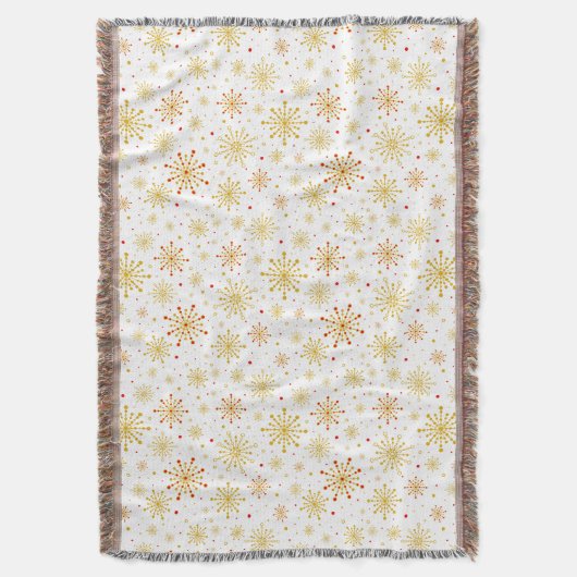 Retro Atomic Mid Century Mod Red & Gold Muster Decke (Vorderseite Vertikal)