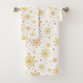 Retro Atomic Mid Century Mod Red & Gold Sternexplo Badhandtuch Set (Insitu)