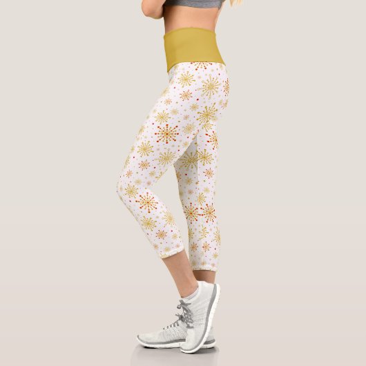 Retro Atomic Mid Century Mod Red & Gold Sternexplo Capri Leggings (Links)