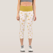 Retro Atomic Mid Century Mod Red & Gold Sternexplo Capri Leggings (Vorderseite)