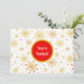 Retro Atomic Mid Century Mod Red & Gold Sternexplo Einladung (Stehend Vorderseite)