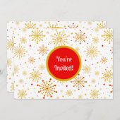 Retro Atomic Mid Century Mod Red & Gold Sternexplo Einladung (Vorne/Hinten)