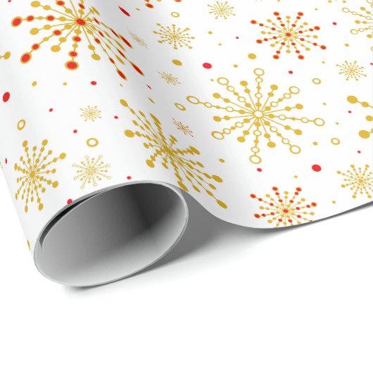 Retro Atomic Mid Century Mod Red & Gold Sternexplo Geschenkpapier (Rolleneckpunkt)