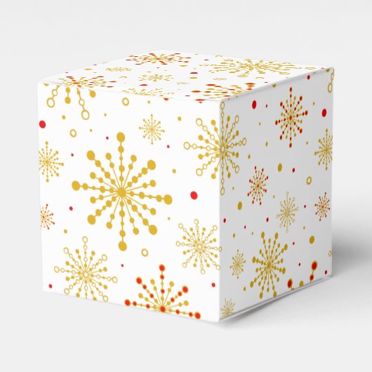 Retro Atomic Mid Century Mod Red & Gold Sternexplo Geschenkschachtel (Vorderseite)