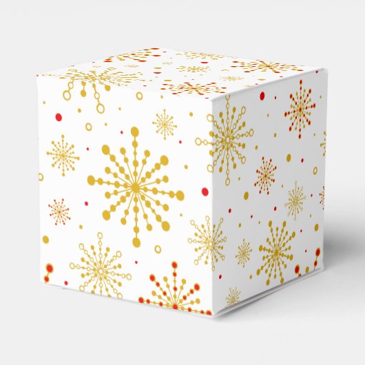 Retro Atomic Mid Century Mod Red & Gold Sternexplo Geschenkschachtel (Rückseite)