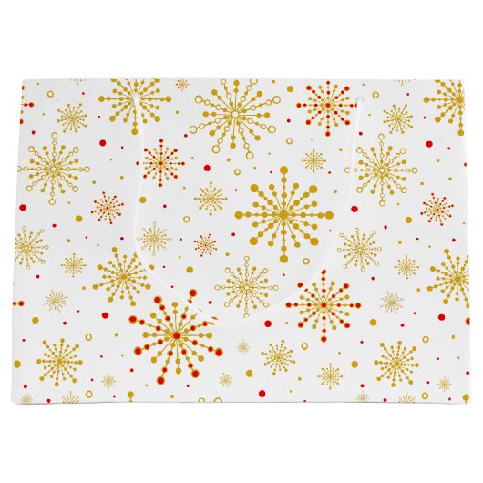 Retro Atomic Mid Century Mod Red & Gold Sternexplo Große Geschenktüte (Vorderseite)