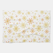 Retro Atomic Mid Century Mod Red & Gold Sternexplo Handtuch (Horizontal)