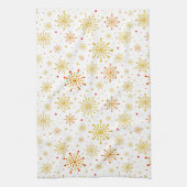 Retro Atomic Mid Century Mod Red & Gold Sternexplo Handtuch (Vertikal)