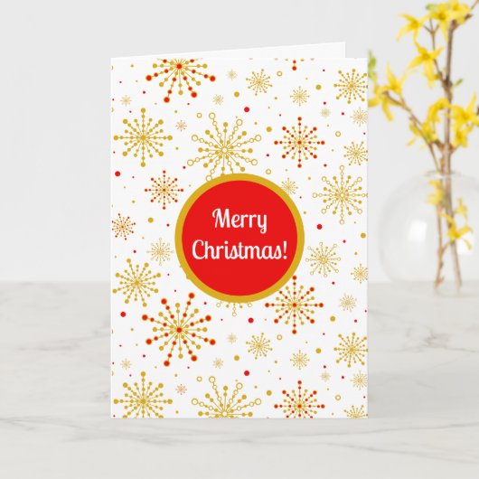 Retro Atomic Mid Century Mod Red & Gold Sternexplo Karte (Gelbe Blume)