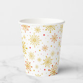 Retro Atomic Mid Century Mod Red & Gold Sternexplo Pappbecher (Rückseite)