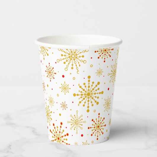 Retro Atomic Mid Century Mod Red & Gold Sternexplo Pappbecher (Rechts)