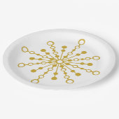 Retro Atomic Mid Century Mod Red & Gold Sternexplo Pappteller (Schrägansicht)