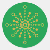 Retro Atomic Mid Century Mod Red & Gold Sternexplo Runder Aufkleber (Vorderseite)