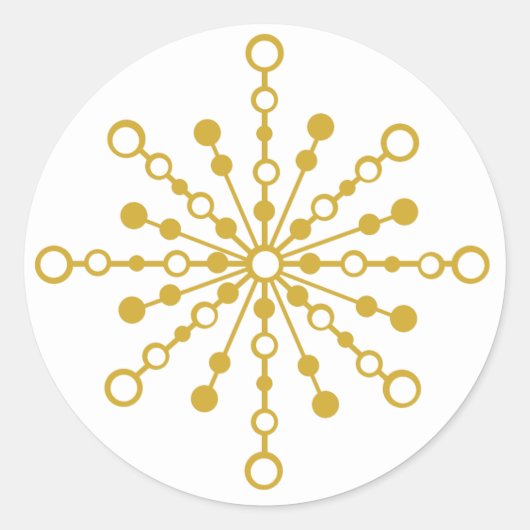 Retro Atomic Mid Century Mod Red & Gold Sternexplo Runder Aufkleber (Vorderseite)