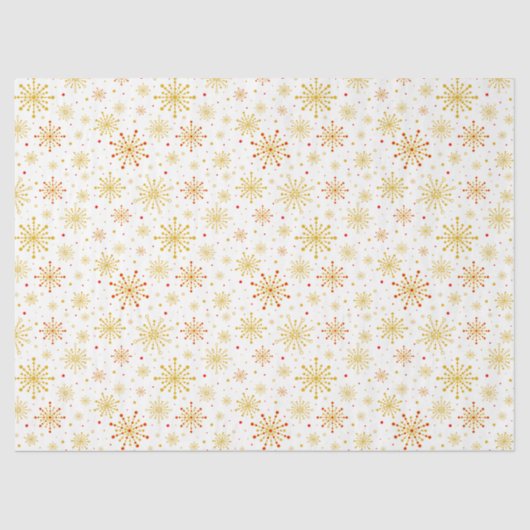 Retro Atomic Mid Century Mod Red & Gold Sternexplo Seidenpapier (Vorderseite)