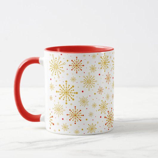 Retro Atomic Mid Century Mod Red & Gold Sternexplo Tasse (Links)