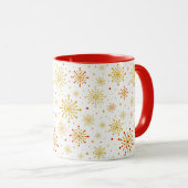 Retro Atomic Mid Century Mod Red & Gold Sternexplo Tasse (VorderseiteRechts)