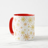 Retro Atomic Mid Century Mod Red & Gold Sternexplo Tasse (Vorderseite Links)