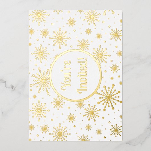 Retro Atomic Mid Century Mod Sternexplosion Gold Folieneinladung (Vorderseite)