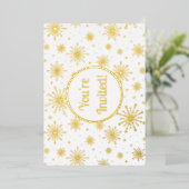 Retro Atomic Mid Century Mod Sternexplosion Gold Folieneinladung (Stehend vorne)