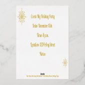 Retro Atomic Mid Century Mod Sternexplosion Gold Folieneinladung (Rückseite)